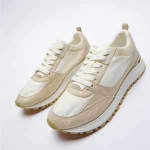Zara Metallic Trim Combination Sneakers Athletic Shoes